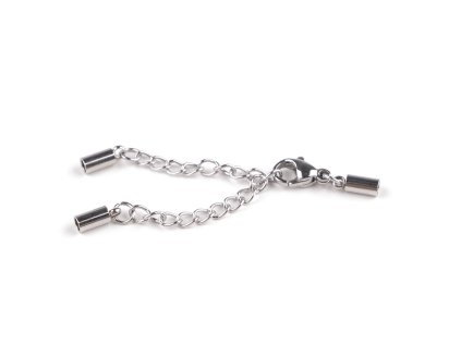 Karabinka s prodlužovacím řetízkem a koncovkami z nerezové oceli (Varianta platina, Balení 1 ks)