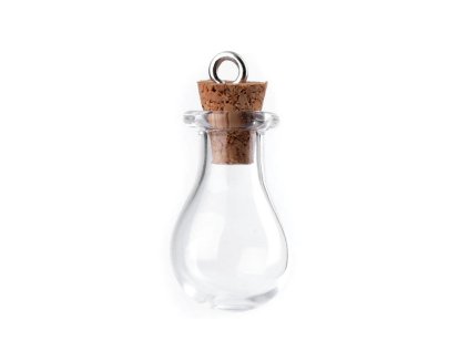 Skleněná lahvička s korkem srdce, hvězda, baňka (Varianta 1 transparent baňka, Balení 5 lahv.)