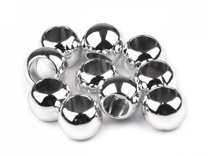 Plastové korálky Metalic s velkým průvlekem 8x10 mm (Varianta 1 stříbrná, Balení 10 ks)