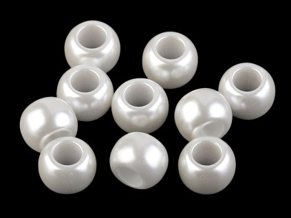 Plastové perly s velkým průvlekem 11x15 mm (Varianta 1 bílá perleť, Balení 10 ks)