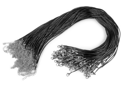 Voskovaná šňůrka s karabinkou z nerezové oceli délka 45 cm (Varianta černá, Balení 2 ks)