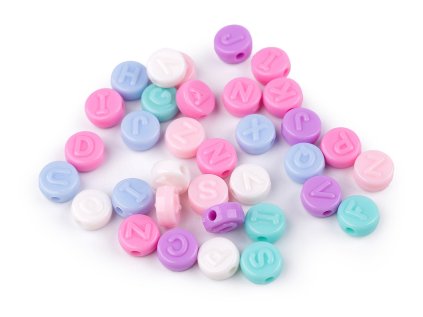 Plastové korálky s písmeny placička Ø9 mm (Varianta mix, Balení 10 g)