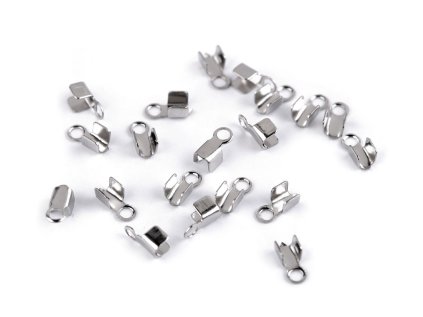 Koncovka na kůži z nerezové oceli 2 mm plochá (Varianta platina, Balení 20 ks)