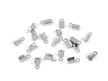 Koncovka na kůži z nerezové oceli 4 mm plochá (Varianta platina, Balení 20 ks)
