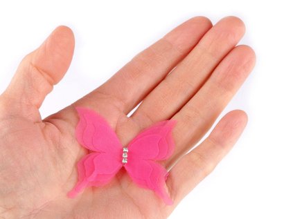 Motýl s broušenými kamínky k našití a nalepení, třívrstvý 3D (Varianta 6 černá, Balení 10 ks)