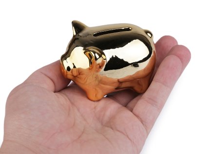 Zlaté prasátko pro štěstí / pokladnička pro svatby a Vánoce (Varianta zlatá, Balení 1 ks)