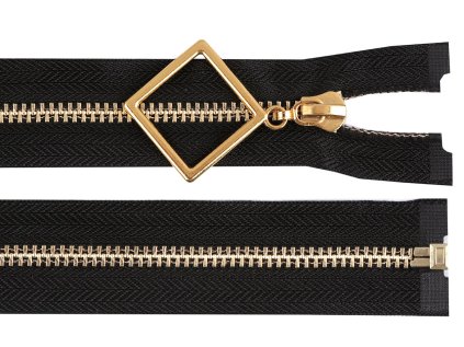 Kovový zip No 5 délka 70 cm s ozdobným jezdcem (Varianta černá, Balení 1 ks)
