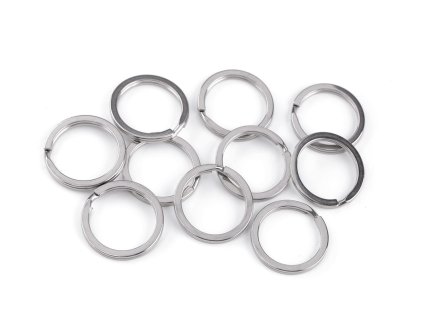 Kroužek na klíče z chirurgické oceli Ø25; 28; 32 mm plochý (Varianta 1 (25 mm) nikl, Balení 10 ks)