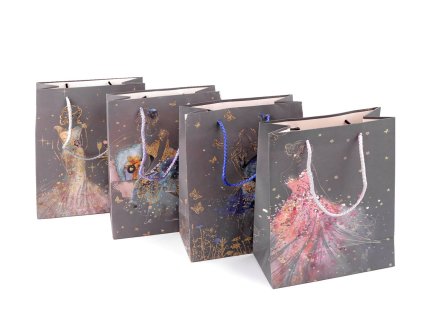 Dárková taška s glitry silueta dívky (Varianta mix, Balení 4 ks)