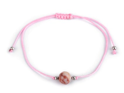 Náramek shamballa s imitací minerálu (Varianta 1 růžová sv., Balení 1 ks)