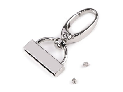 Kovová karabina otočná s koncovkou na popruh o šíři 25 mm (Varianta 1 nikl, Balení 1 ks)