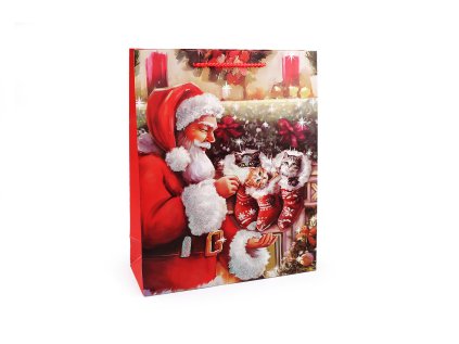 Vánoční dárková taška s glitry (Varianta 3 červená, Balení 3 ks)