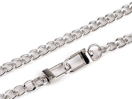 Řetízek na kabelky s karabinou délka 125 cm, šíře 8 mm (Varianta 1 nikl, Balení 1 ks)