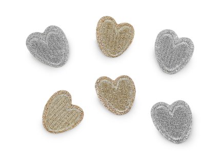 Nažehlovačka srdce s lurexem (Varianta 1 stříbrná, Balení 10 ks)