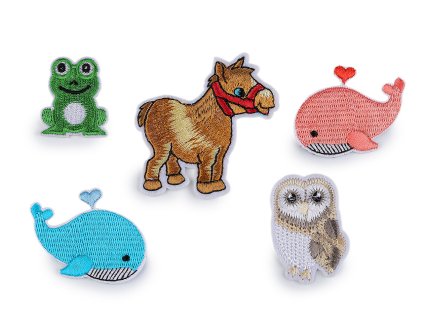 Nažehlovačka velryba, žába, sova, koník (Varianta 1 bílá sova, Balení 10 ks)