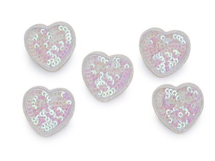 Nažehlovačka srdce s flitry (Varianta 1 růžová nejsv. AB, Balení 10 ks)