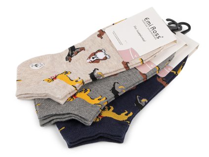 Bavlněné ponožky kotníkové psi Emi Ross unisex (Varianta 1 (vel. 35-38) mix náhodných barev, Balení 3 pár)