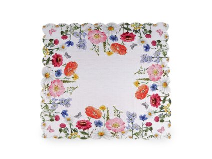 Prostírání textilní čtvercové 40x40 cm (Varianta 1 bílá květy, Balení 2 ks)