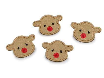 Nažehlovačka z eko kůže sob, medvídek, pejsek (Varianta béžová, Balení 10 ks)