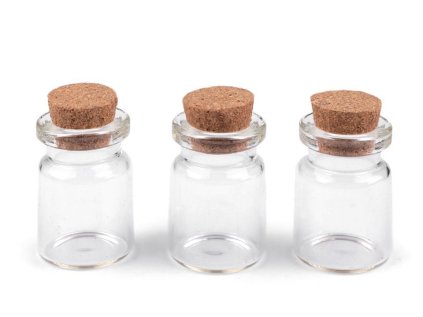 Skleněná lahvička s korkem 20x30 mm (Varianta transparent, Balení 10 lahv.)