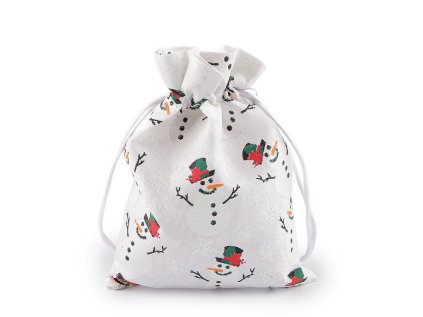 Vánoční dárkový pytlík sněhulák 13x18 cm (Varianta 1 bílá sněhulák, Balení 1 ks)