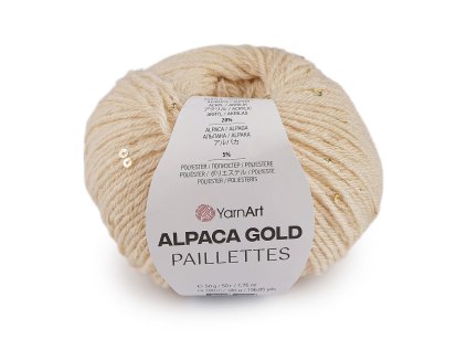 Pletací příze Alpaca Gold s flitry 50 g (Varianta 1 (9301) krémová nejsvět., Balení 1 ks)