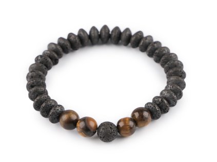 Náramek pružný z minerálů, láva, unisex (Varianta 1 černá, Balení 1 ks)