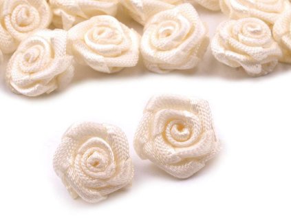 Saténová růže Ø15 mm (Varianta 2 bílá, Balení 10 ks)