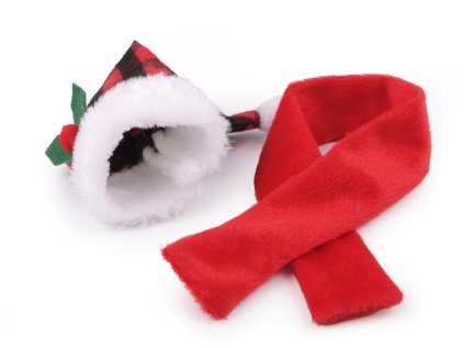 Vánoční mini čepice a šála na láhev (Varianta červená, Balení 1 sada)
