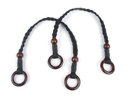 Proplétaná ucha na tašky délka 48-50 cm s kroužky (Varianta 2 hnědá tmavá, Balení 2 ks)