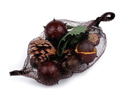 Umělé kaštany, šišky, listy (Varianta hnědá přírodní, Balení 1 pytl.)
