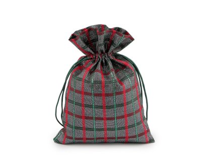 Vánoční dárkový pytlík káro s lurexem 13x18 cm (Varianta 1 stříbrná, Balení 10 ks)