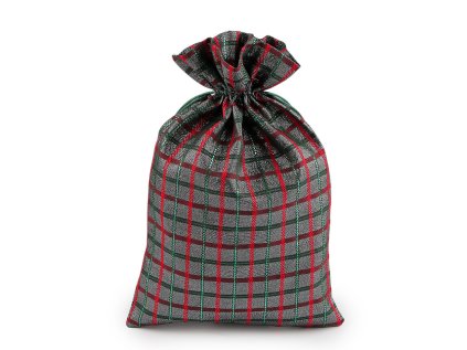 Vánoční dárkový pytlík káro s lurexem 20x30 cm (Varianta 1 stříbrná, Balení 10 ks)