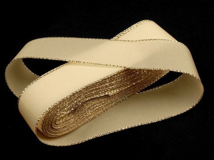 Stuha taftová šíře 25 mm s lurexem (Varianta 643 červená šarlatová zlatá, Balení 10 m)