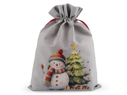 Vánoční dárkový pytlík sněhulák 30x40 cm (Varianta 1 bílá, Balení 1 ks)