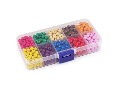 Sada dřevěných korálků v boxu (Varianta mix, Balení 1 sada)