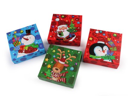 Vánoční dárková krabička s jmenovkou (Varianta 2 červená tučňák, Balení 1 ks)