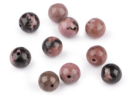 Rodonit tmavý, minerální korálky Ø8 mm (Varianta rodonit, Balení 10 ks)