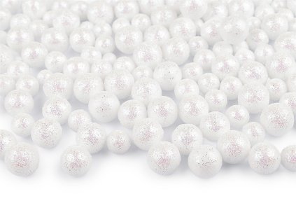 Polystyrenové kuličky s glitry mix 3 velikostí (Varianta 2 stříbrná, Balení 1 sáček)