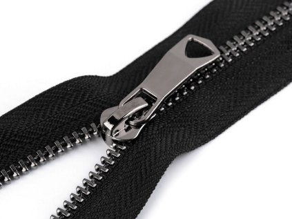 Kovový zip No 5 délka 18 cm s ozdobným jezdcem (Varianta 1 černá stříbrná, Balení 1 ks)
