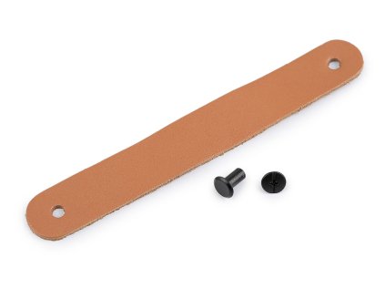 Kožené poutko / úchytka / madlo se šroubovacím nýtem 2x7 cm (Varianta hnědá přírodní, Balení 1 ks)