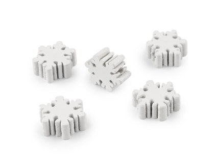 Dřevěné korálky vločka Ø20 mm (Varianta bílá, Balení 5 ks)