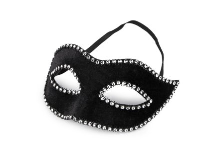 Karnevalová maska - škraboška s kamínky (Varianta 1 černá, Balení 1 ks)
