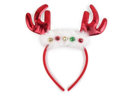 Čelenka do vlasů sob s rolničkami, vánoční /  párty (Varianta 1 červená, Balení 1 ks)