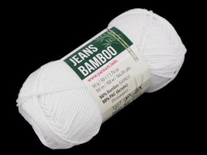 Pletací příze Jeans Bamboo 50 g (Varianta 1 (101) bílá, Balení 1 ks)