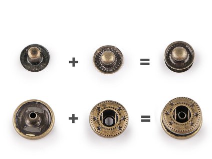 Knoflíky stiskací s pérkem Ø15 mm na středně silné látky, z nerezové oceli (Varianta 1 nikl, Balení 50 sada)