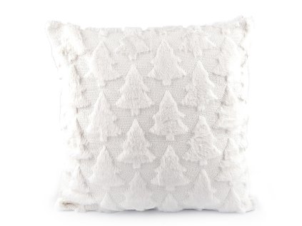 Vánoční povlak na polštář plyšový se stromečky 45x45 cm (Varianta 2 červená, Balení 1 ks)