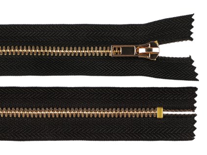 Kovový zip No 5 délka 12 cm (jeansový) (Varianta černá zlatá, Balení 1 ks)