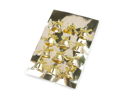 Zvoneček s lurexovou mašličkou a drátkem Ø25 mm (Varianta zlatá, Balení 12 ks)