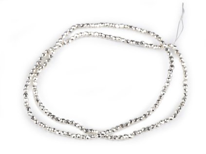 Skleněné korálky broušené ohňovky 2 mm metalické, na drátku (Varianta 1 stříbrná, Balení 1 sáček)